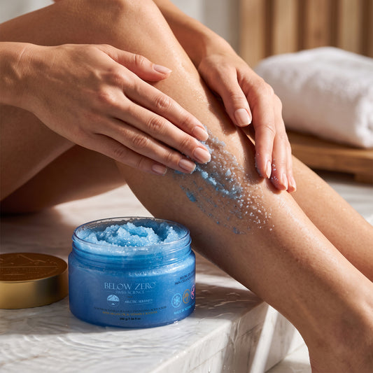 Below Zero Arctic Serenity Almond & Vanilla Sea Salt Exfoliating Body Scrub with Argan Oil & Vitamin E Booster